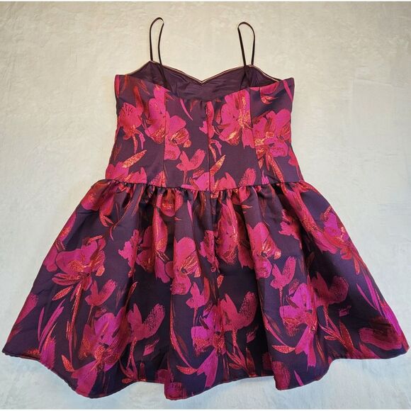 Aidan Mattox Sleeveless Floral‎ Jacquard Party Dress Pink/ Fuchsia Size 16 NWT - Picture 5 of 14